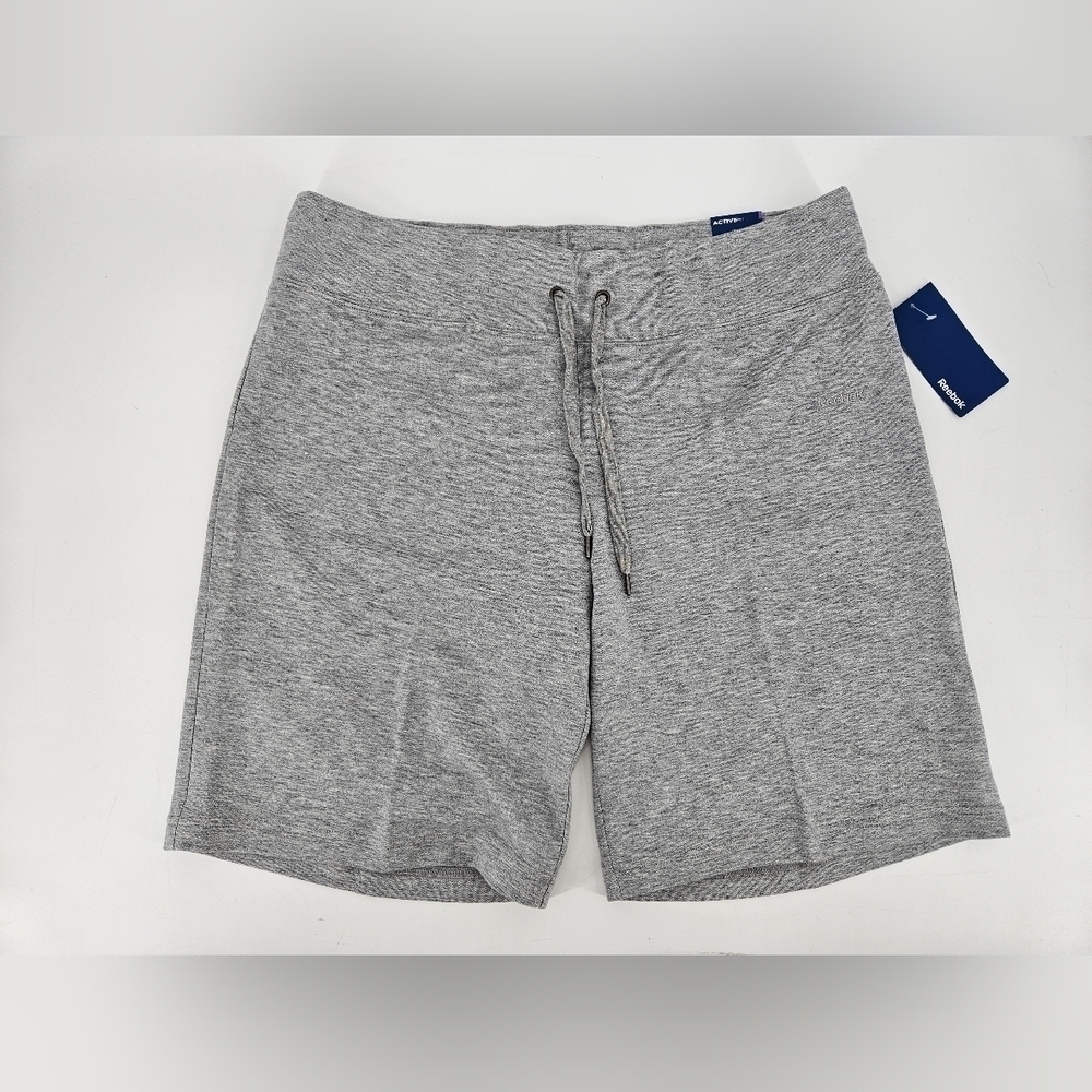 NWT REEBOK FT Bermuda Length Athletic Womens Shorts Sz LG Grey NOS